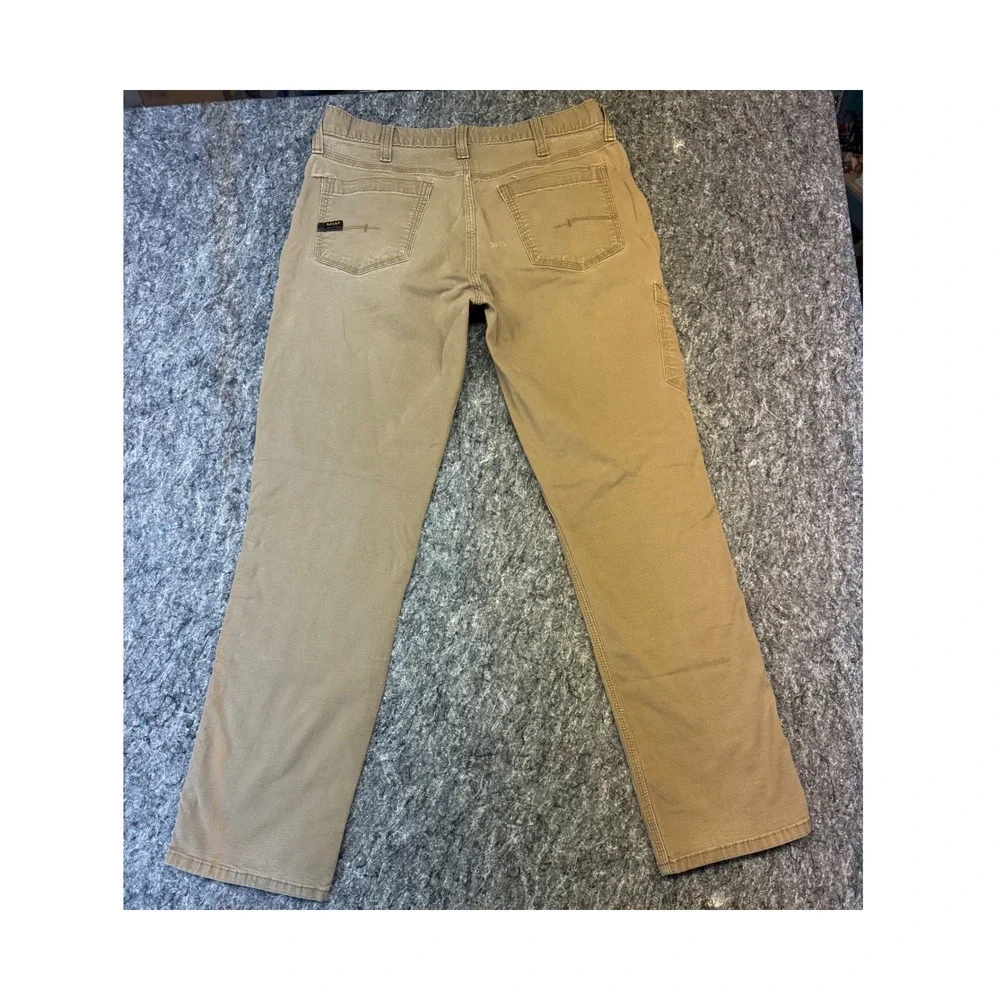 Ariat Rebar M4 Relaxed Straight Work Pants Mens 34x34 Tan Canvas Utility Cargo